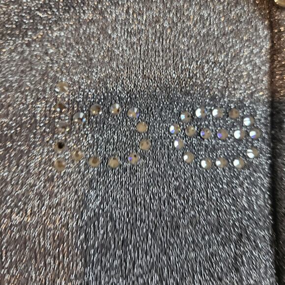 Y2k Bebe Gray Bling Logo Zip-Up Hoodie Size S With Faux Fur Euc. Shimmery Silver - Picture 3 of 10